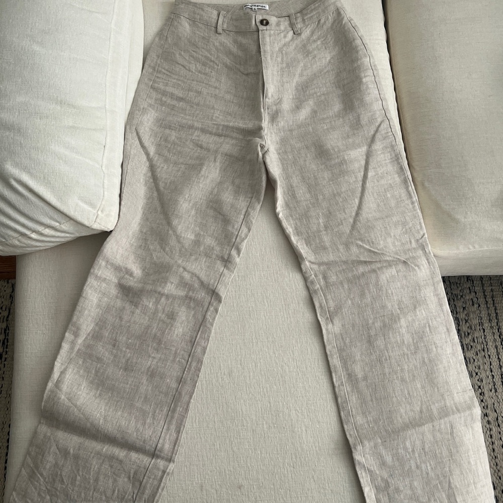 Reformation Beige Linen Pants